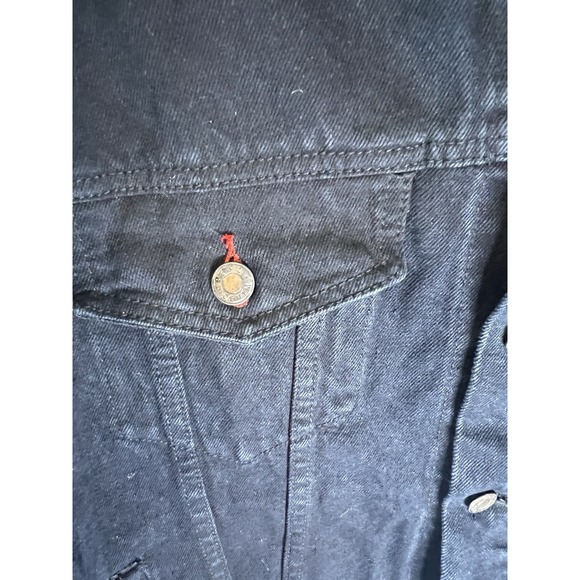 Vtg Y2K Reliq Denim Black Denim Trucker Jean Jacket L Skater Outdoor Classic - Picture 5 of 11